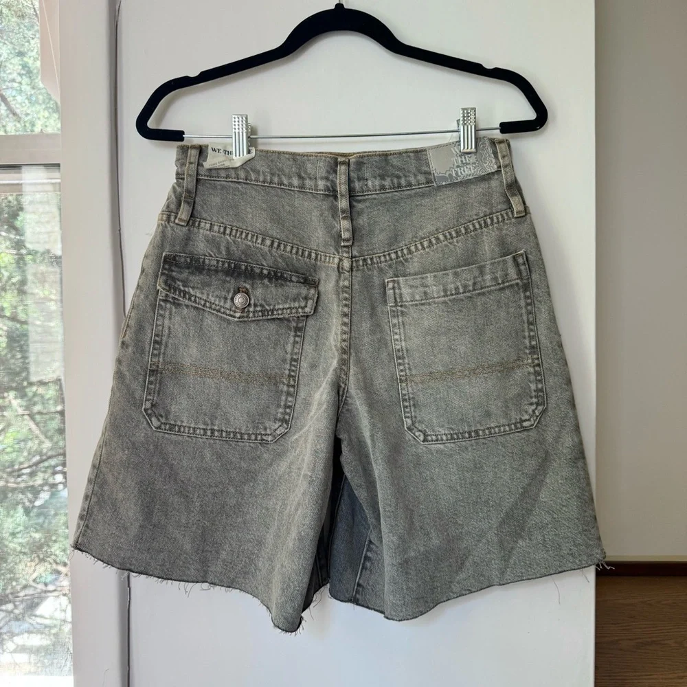 NWT Free People Boomerang Long Jean Shorts Gray 27